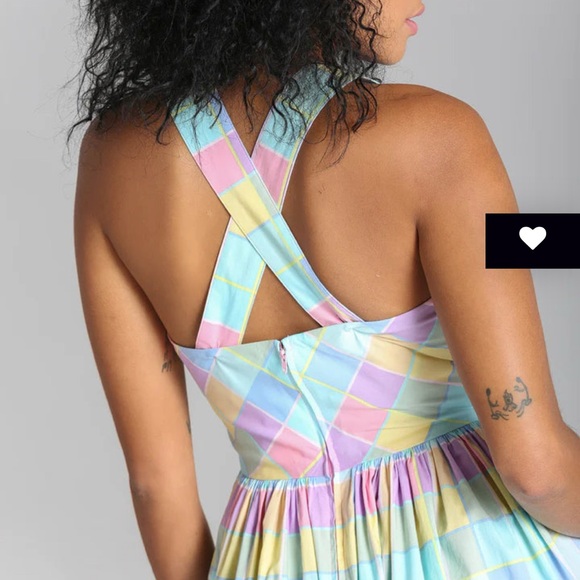 Skye Pastel Plaid Pinafore Dress by Hell Bunny - Picture 3 of 5